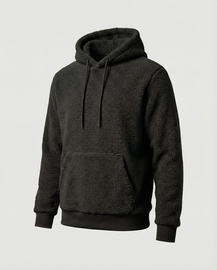Herren Kuscheliger Teddy-Pullover mit Kapuze und elastischem Bund Echoarchiv