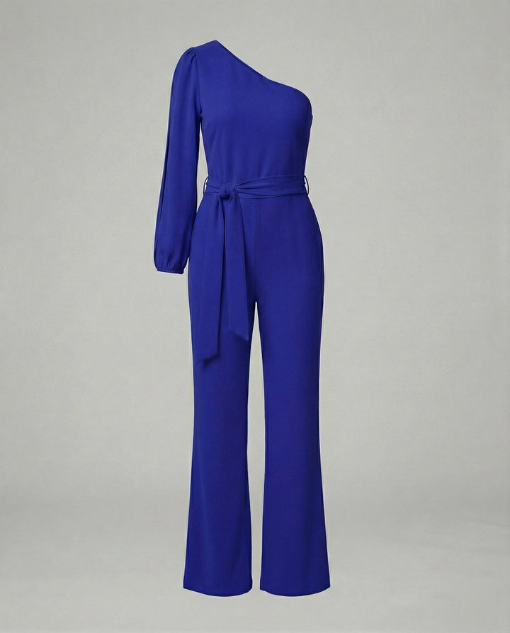 Damen Luxuriöser Overall mit Schleifengürtel & Funkelnden Details | Echoarchiv