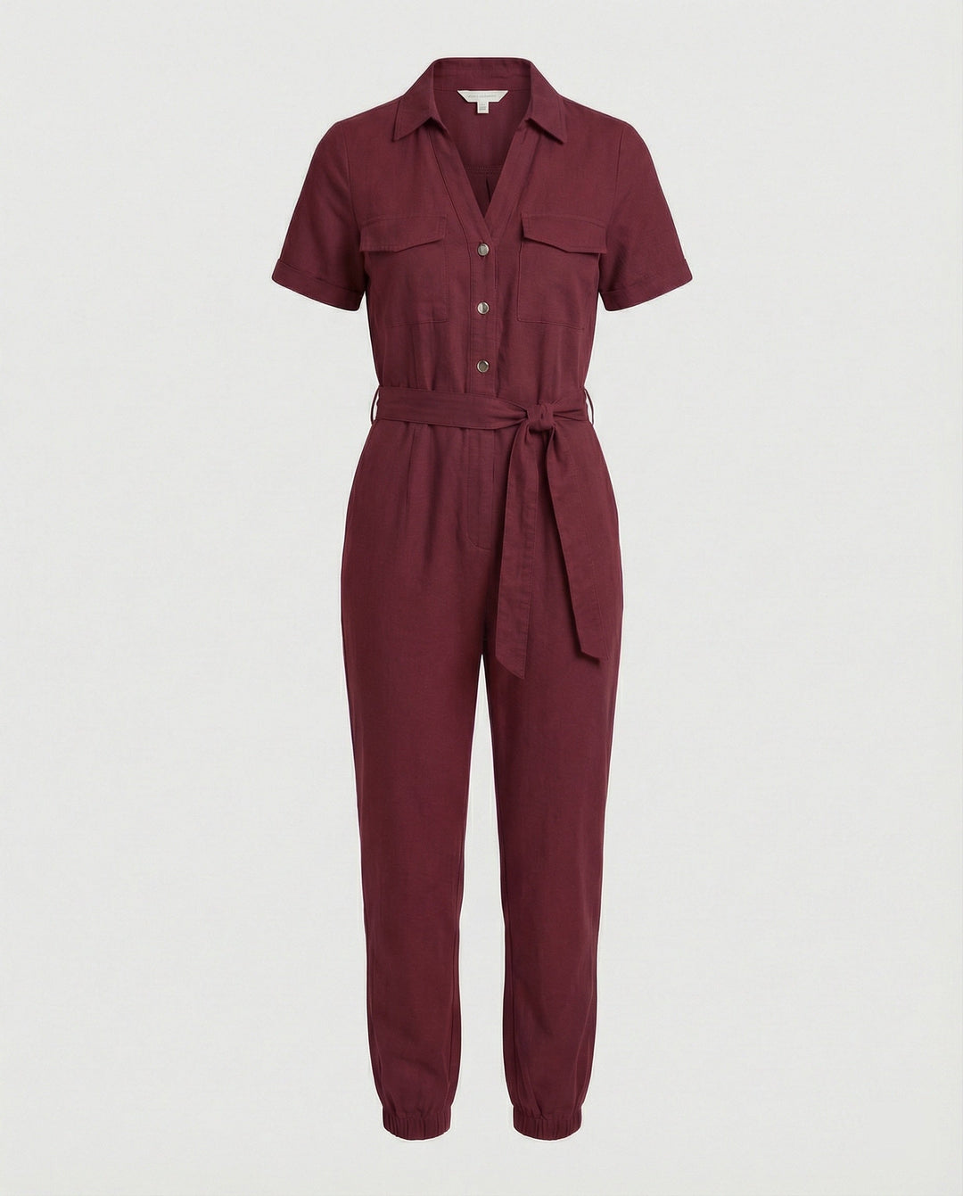 Damen lässiger Jumpsuit mit tailliertem Schnitt und durchgehender Knopfleiste Echoarchiv