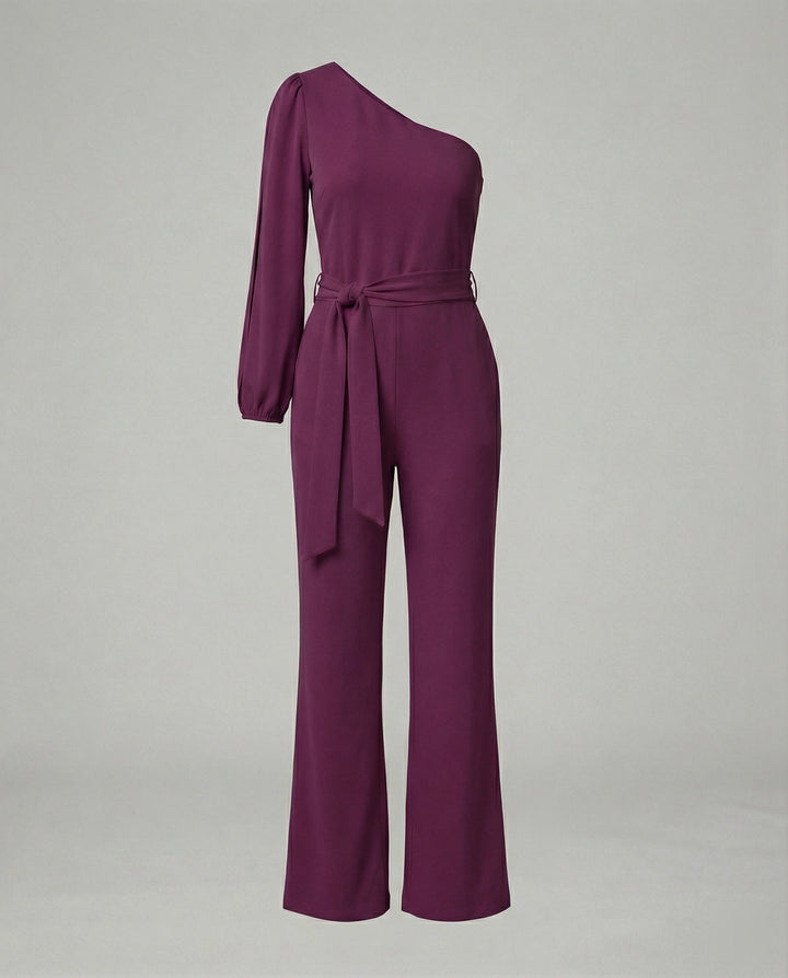 Damen Luxuriöser Overall mit Schleifengürtel & Funkelnden Details | Echoarchiv