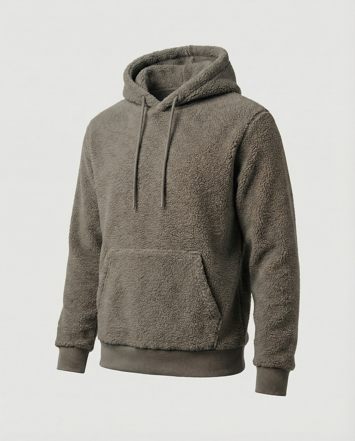 Herren Kuscheliger Teddy-Pullover mit Kapuze und elastischem Bund Echoarchiv