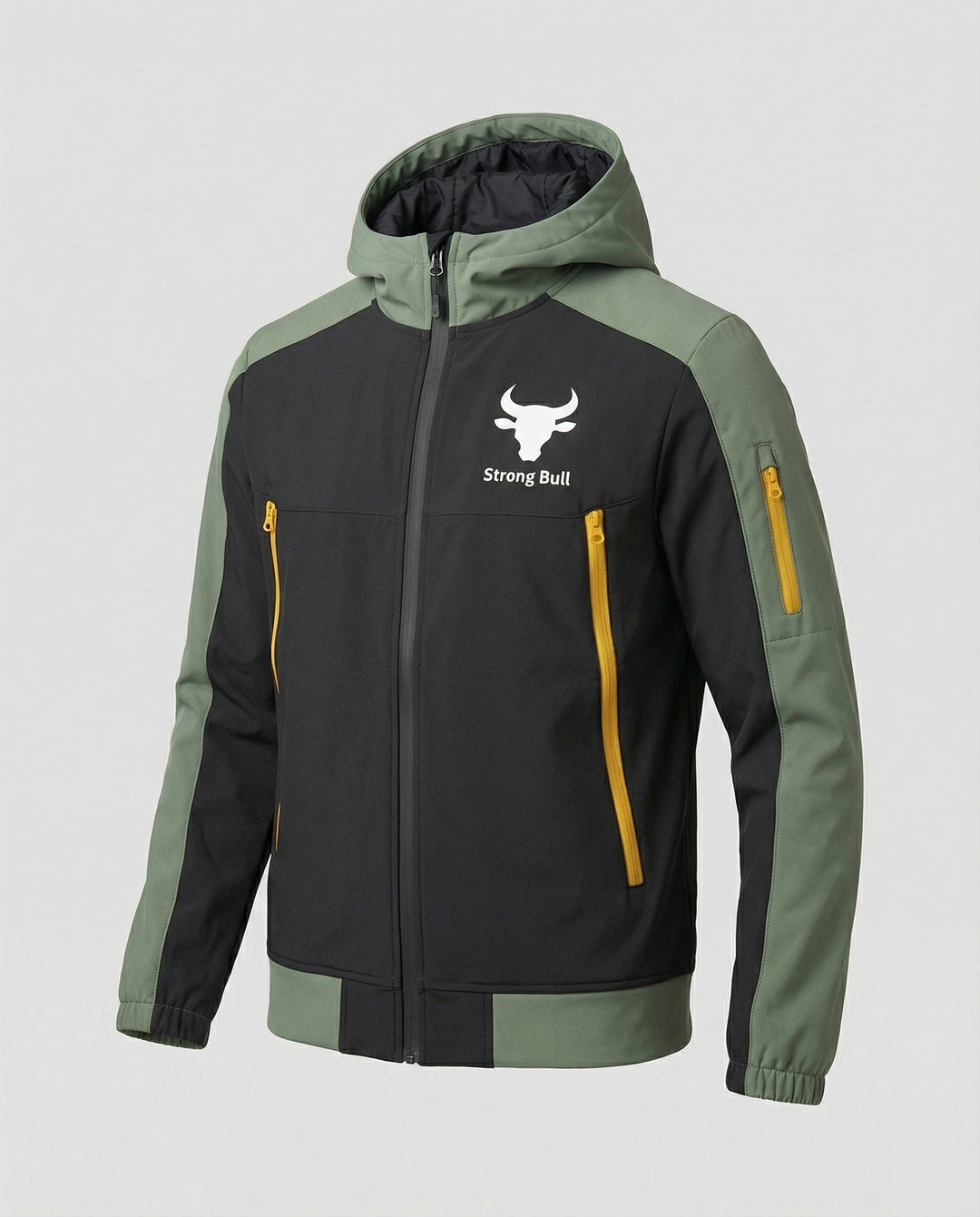 Echoarchiv | Herrenjacke mit Reißverschluss, Kapuze und Farbblockdesign