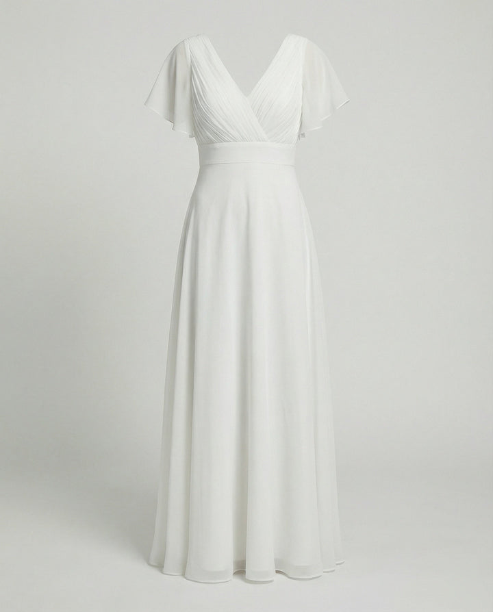 Damen Maxikleid Chiffon elegant plissiert
