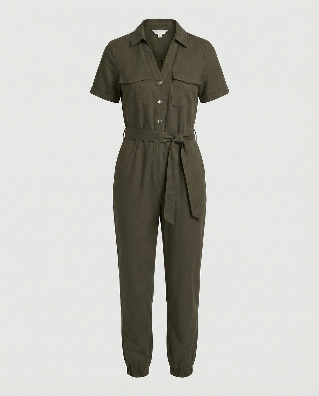 Damen lässiger Jumpsuit mit tailliertem Schnitt und durchgehender Knopfleiste Echoarchiv