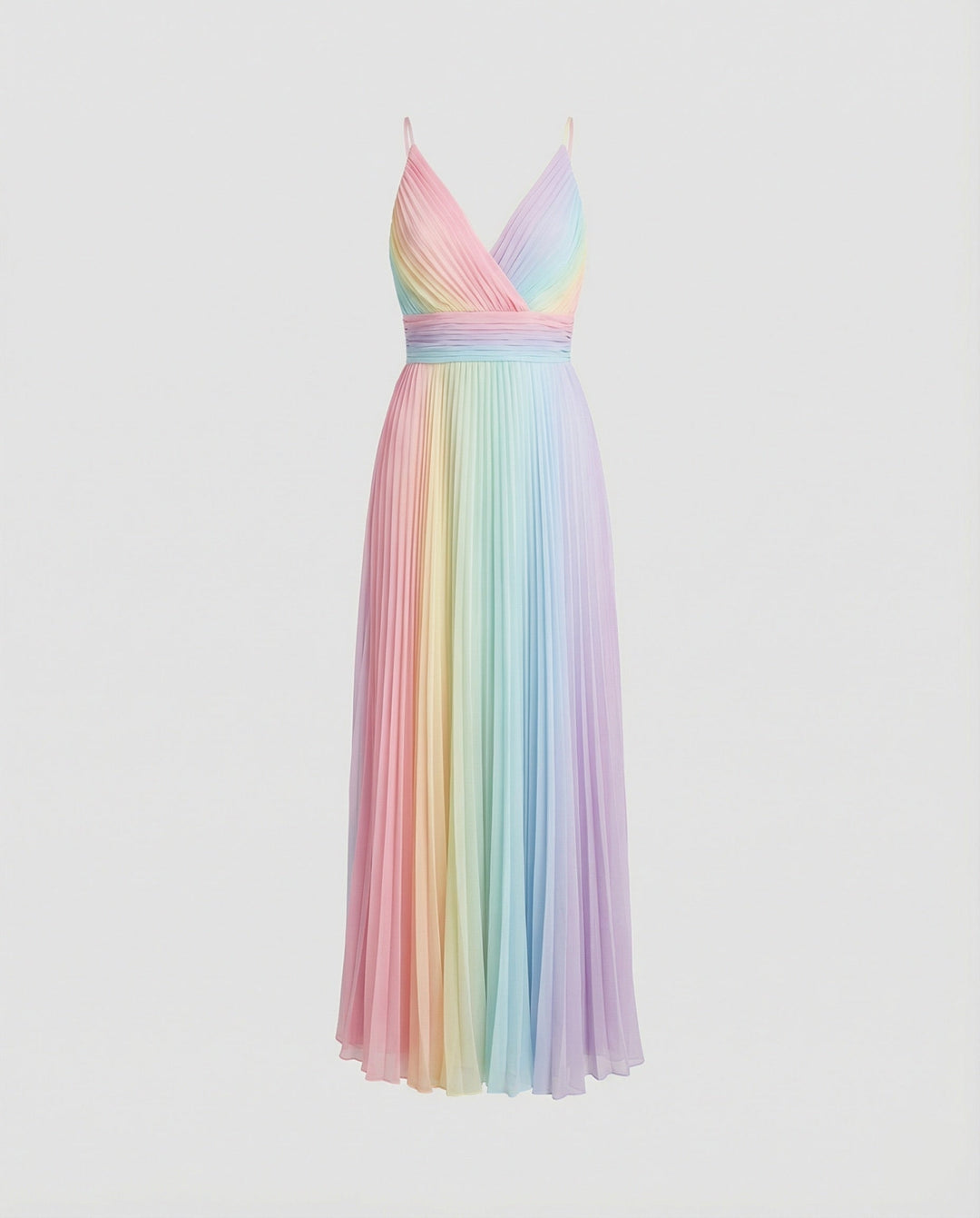 Trendiges Maxikleid mit Spaghettiträgern und buntem Farbverlauf