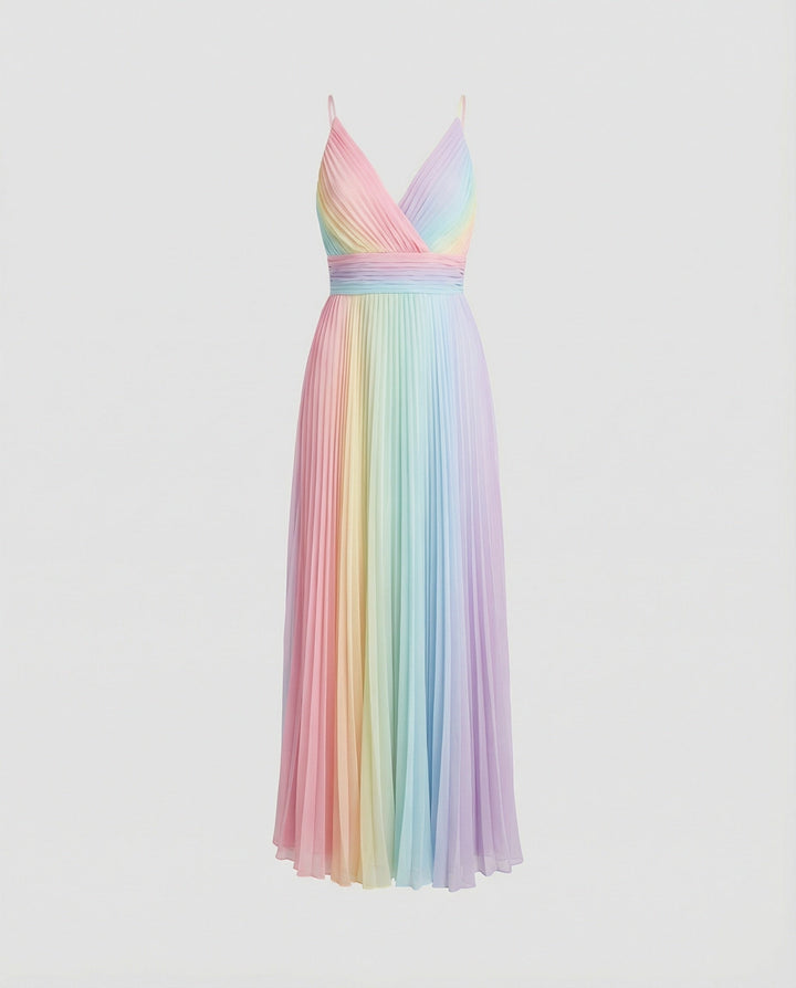 Trendiges Maxikleid mit Spaghettiträgern und buntem Farbverlauf