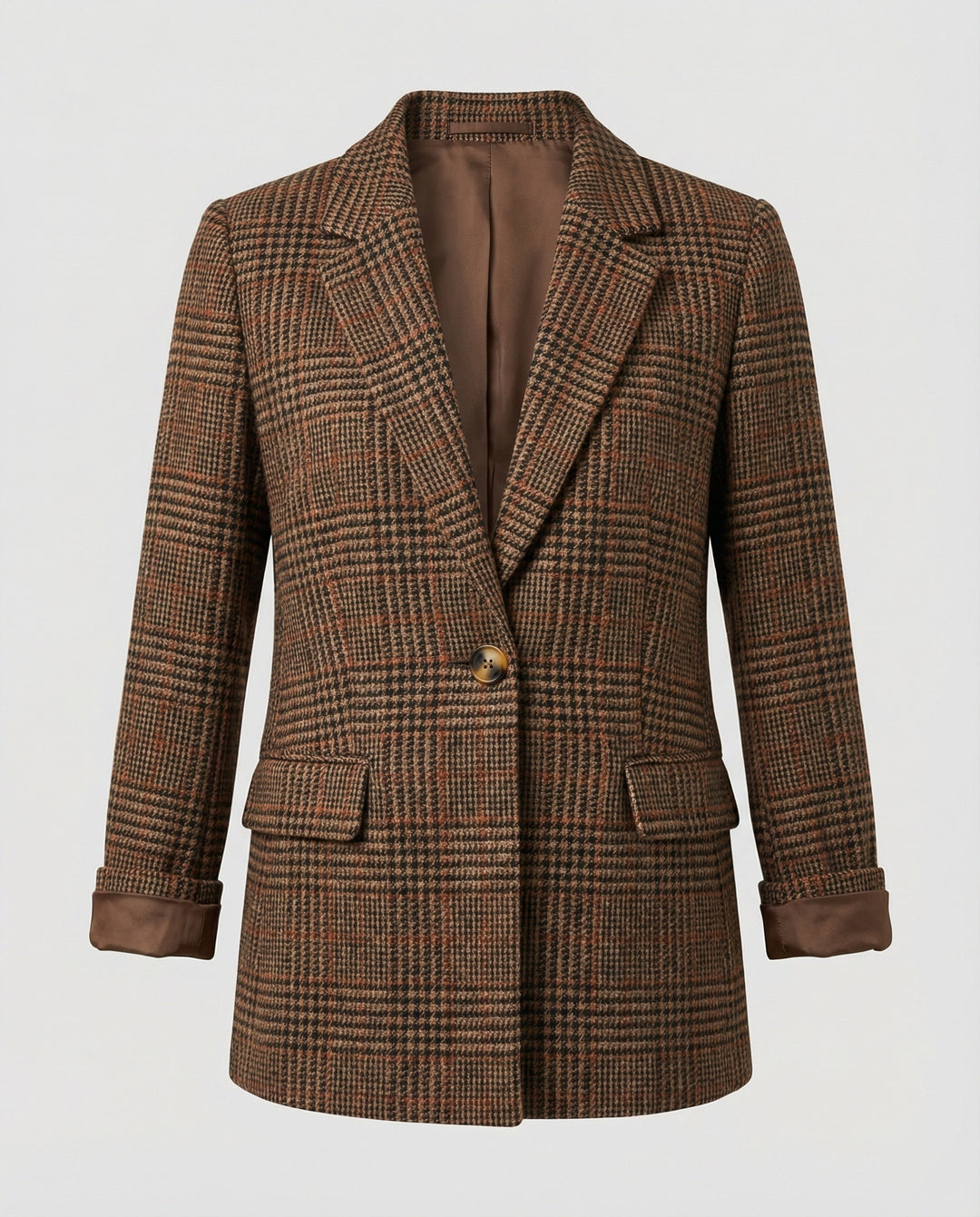 Karierter Blazer mit Revers und einem Knopf