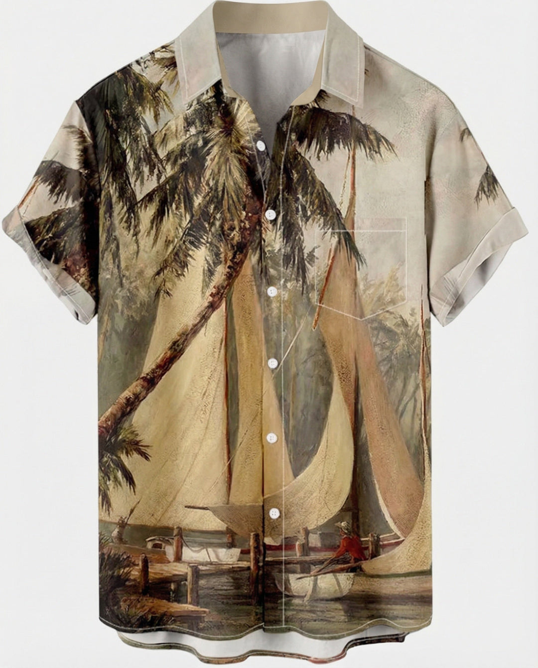 Kurzarm Hawaiihemd Herren Palmenprint – Arvello