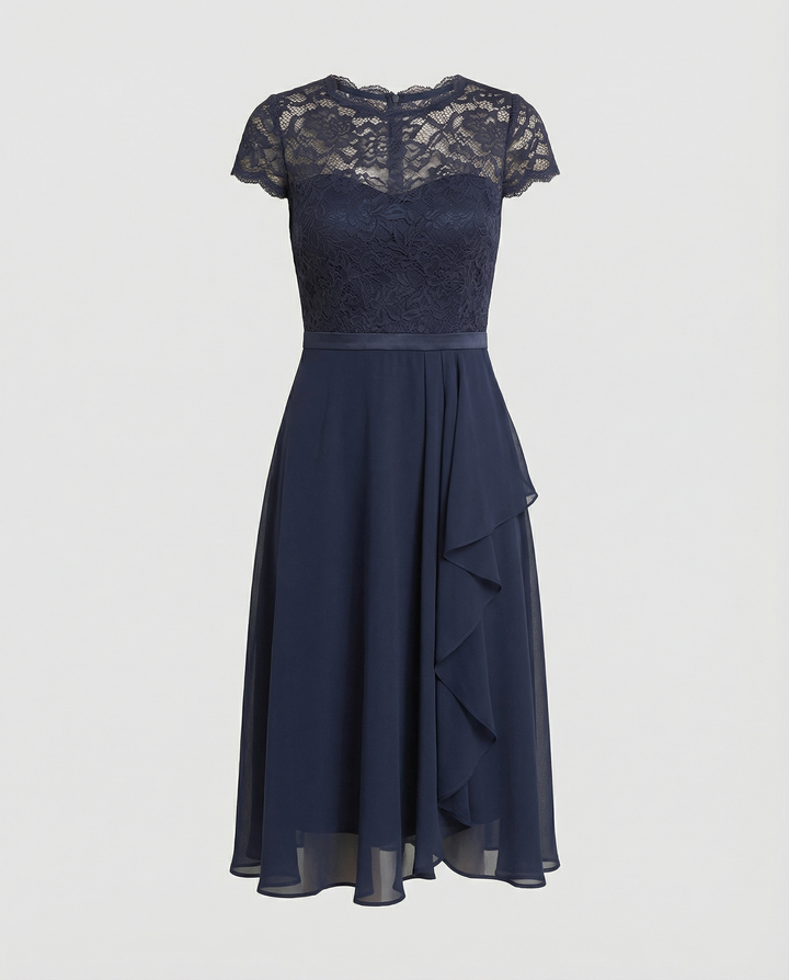 Durchsichtiges kurzärmeliges elegantes Kleid