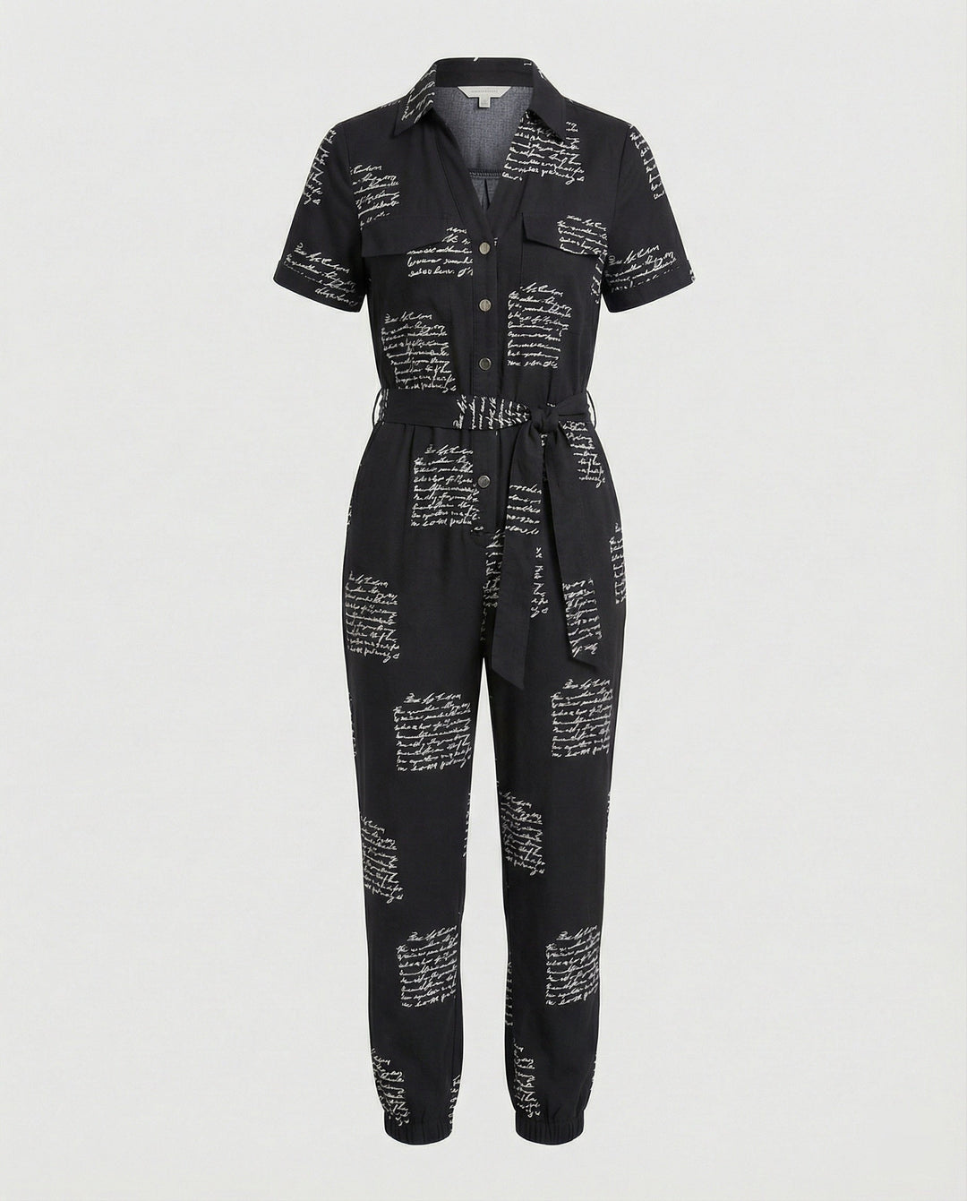 Damen lässiger Jumpsuit mit tailliertem Schnitt und durchgehender Knopfleiste Echoarchiv