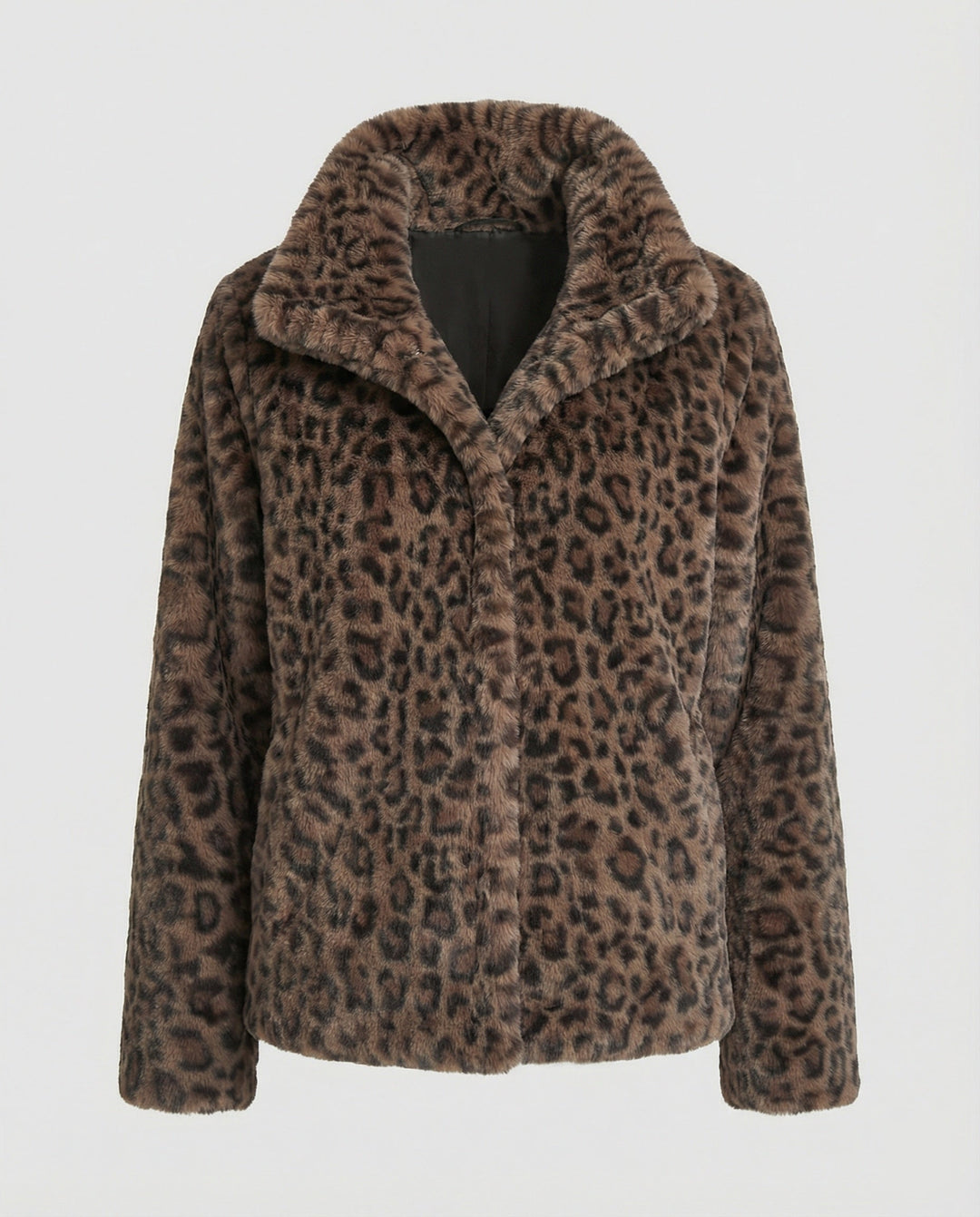 Echoarchiv | Mantel - Kunstpelz - Oversized Fit - Reverskragen - Leopardenprint