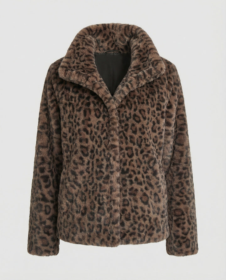 Echoarchiv | Mantel - Kunstpelz - Oversized Fit - Reverskragen - Leopardenprint