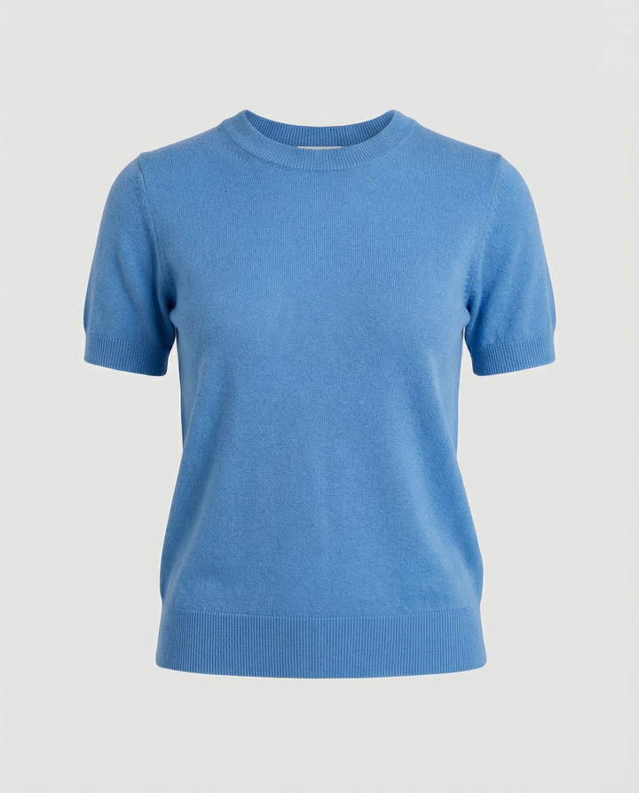 Damen Feinstrickpullover mit Kurzarmiger Silhouette und Weich Fließendem Material Echoarchiv