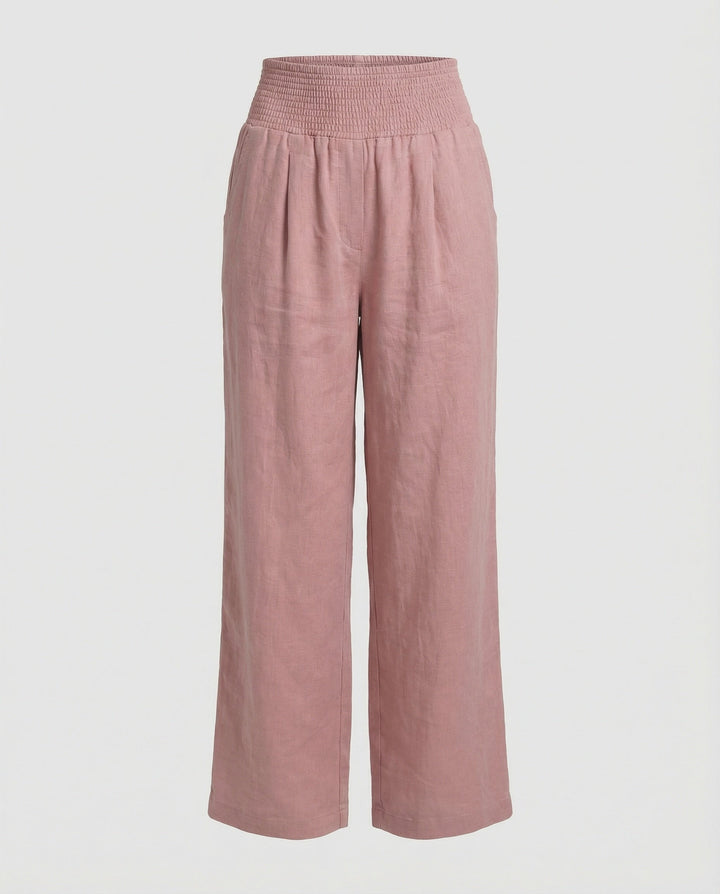 Damen Luftige Leinenhose mit elastischem Bund und Weitschnitt Echoarchiv