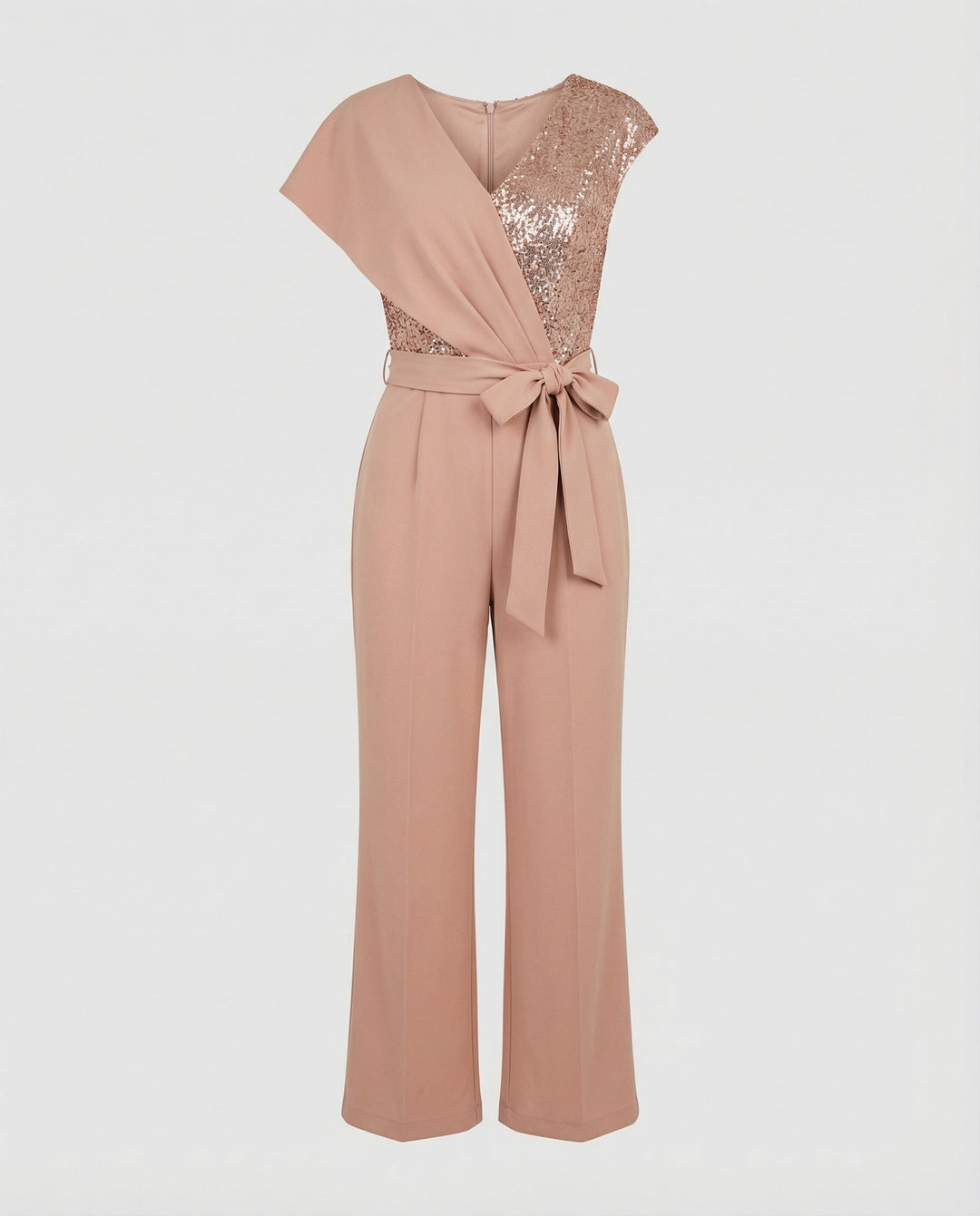 Damen Luxuriöser Overall mit Schleifengürtel & Funkelnden Details | Echoarchiv