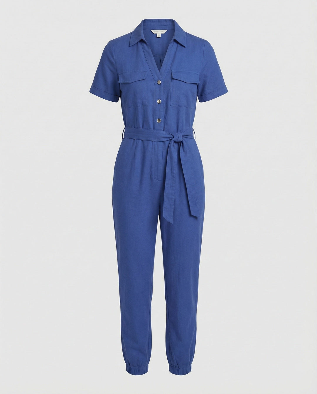 Damen lässiger Jumpsuit mit tailliertem Schnitt und durchgehender Knopfleiste Echoarchiv