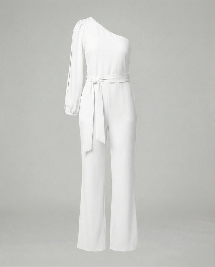 Damen Luxuriöser Overall mit Schleifengürtel & Funkelnden Details | Echoarchiv
