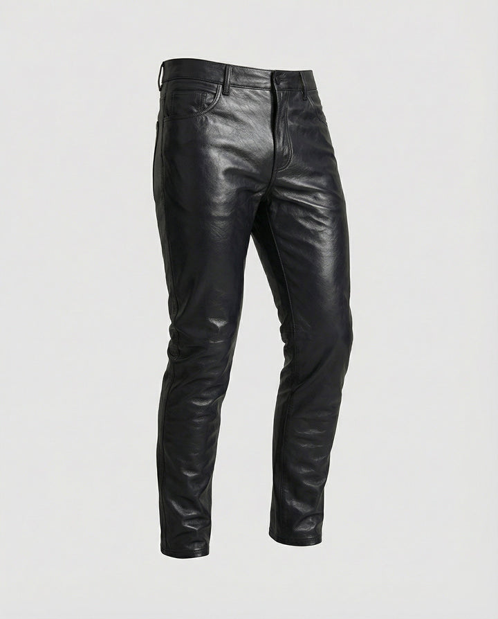 Herren Kunstleder Hose Slim Fit mit Steppdetails – Sorevano