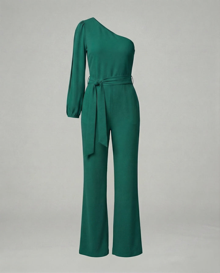 Damen Luxuriöser Overall mit Schleifengürtel & Funkelnden Details | Echoarchiv