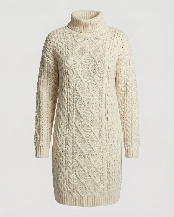 Beiges Strickkleid für Damen