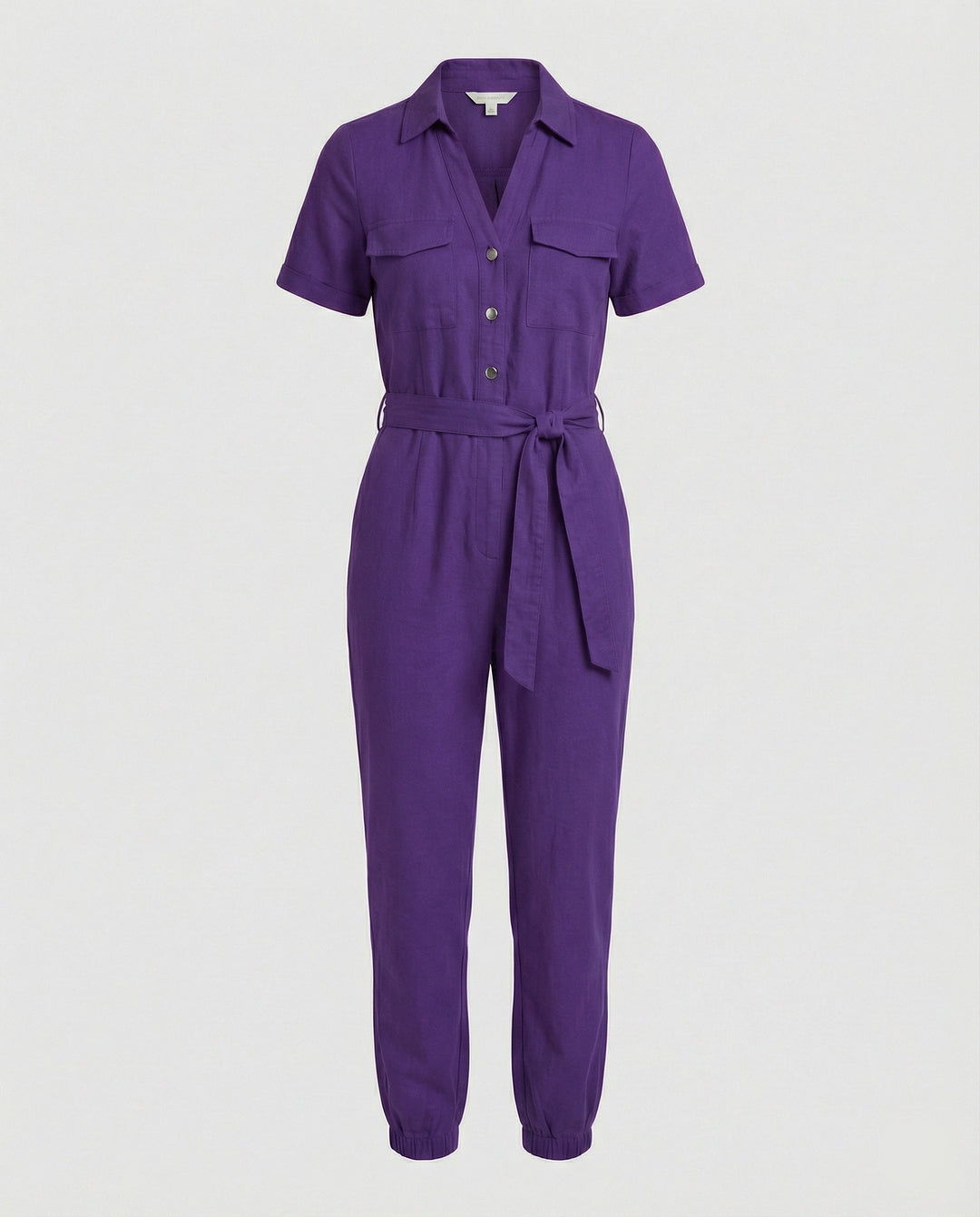 Damen lässiger Jumpsuit mit tailliertem Schnitt und durchgehender Knopfleiste Echoarchiv