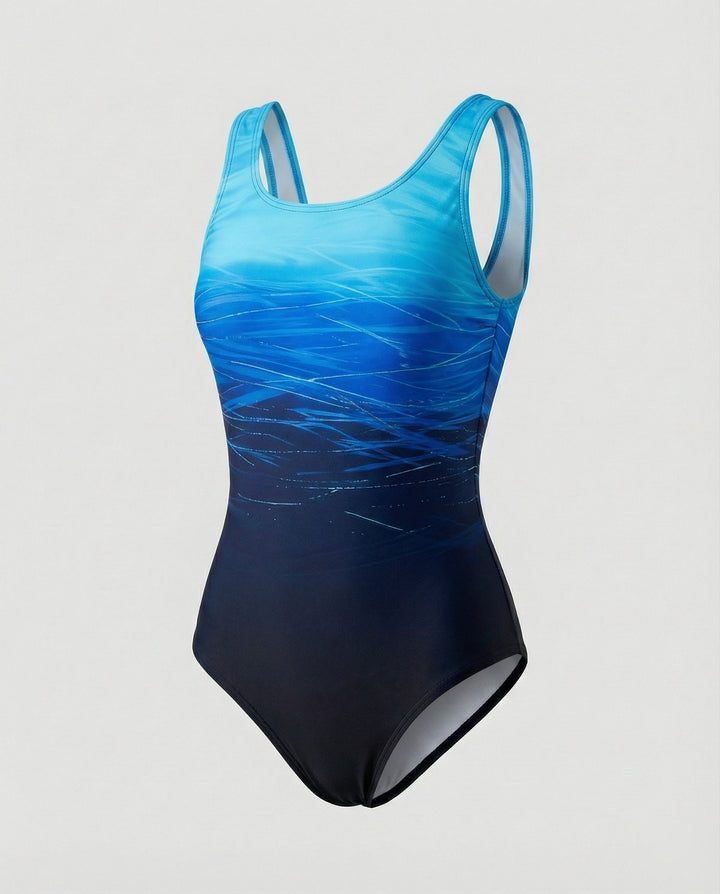 Echoarchiv | Damen Einteiliger Sport BadEchoarchivnzug mit Ombre Design & Schnelltrocknend