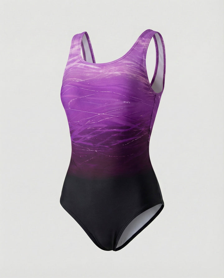 Echoarchiv | Damen Einteiliger Sport BadEchoarchivnzug mit Ombre Design & Schnelltrocknend