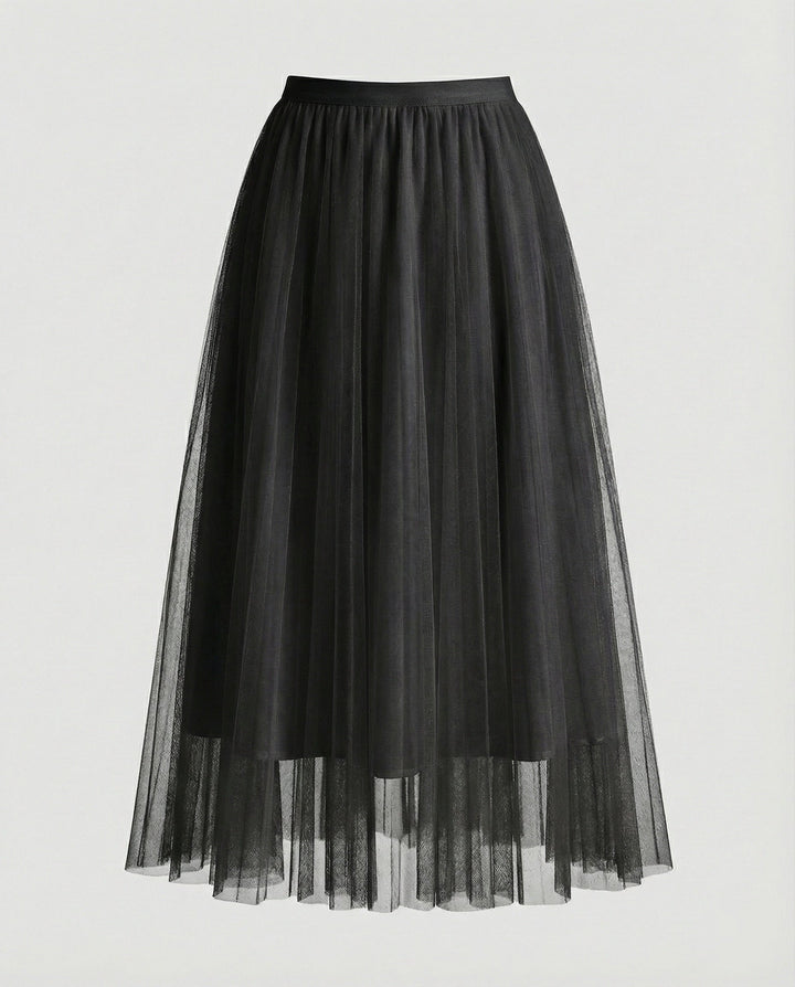 langer, bauschiger Tutu-Tüllrock, fließend, trapezförmig, für Damen, lässig, weich