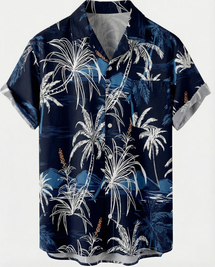 Kurzarm Hawaiihemd Herren Palmenprint – Arvello