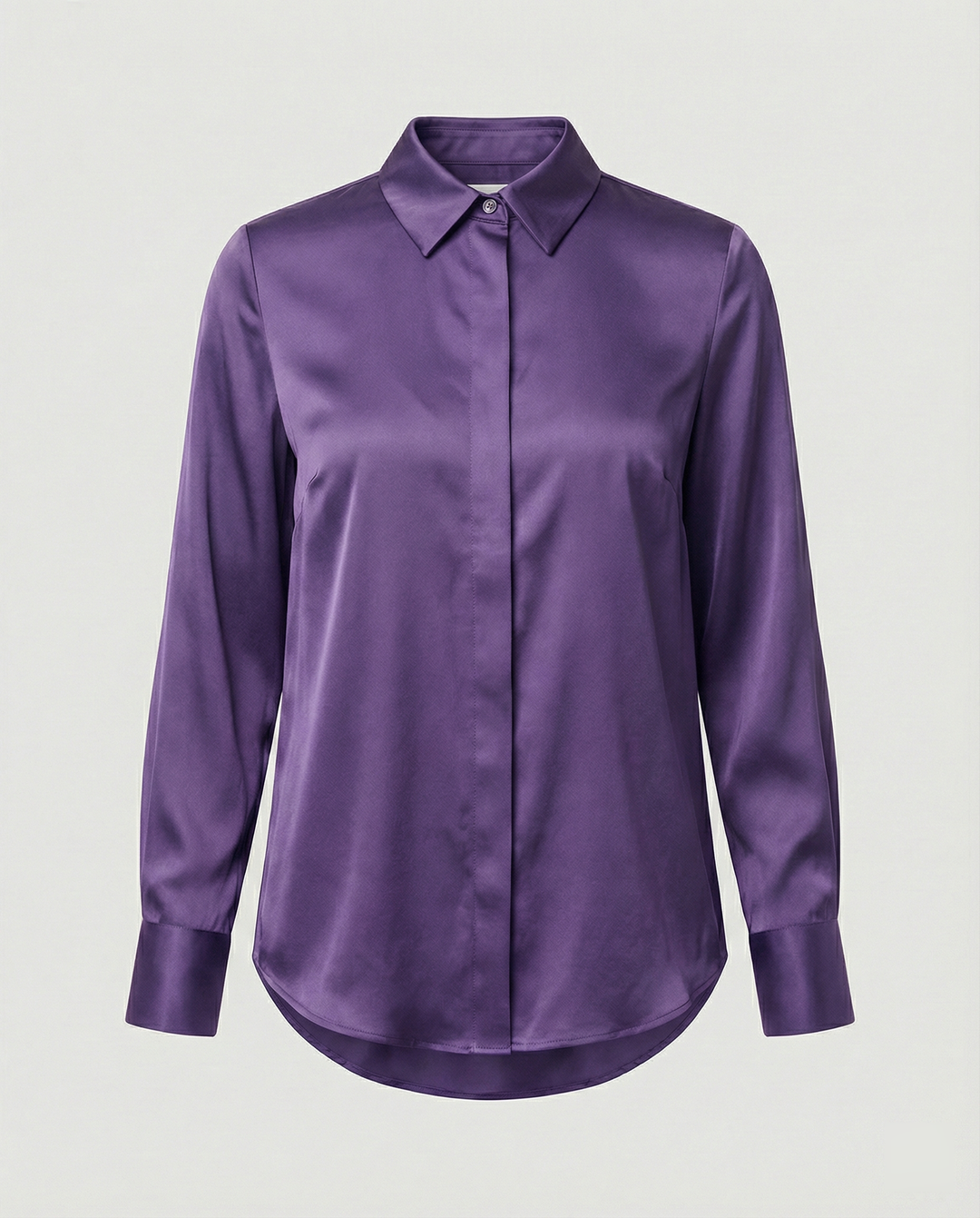 Damen elegante Satinbluse mit klassischem Kragen und zeitlosem Schnitt Echoarchiv