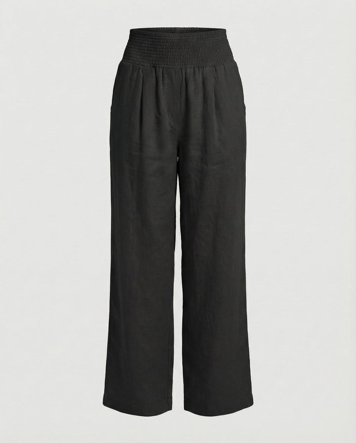 Damen Luftige Leinenhose mit elastischem Bund und Weitschnitt Echoarchiv