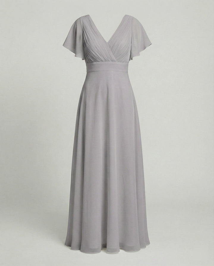 Damen Maxikleid Chiffon elegant plissiert