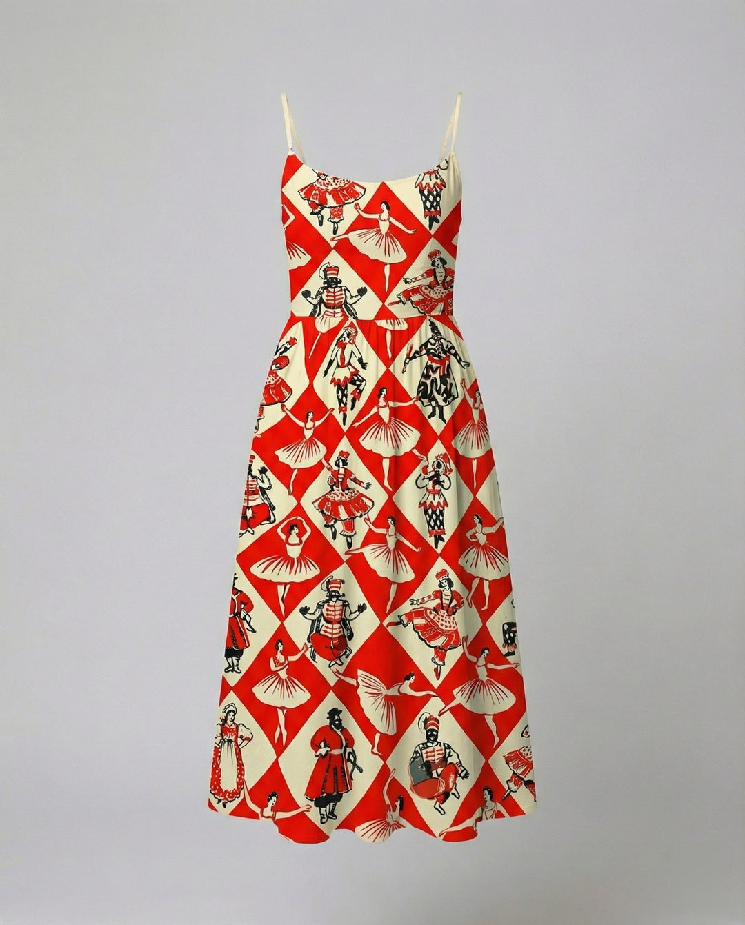 Echoarchiv | Einfarbiges Kleid mit U-Ausschnitt und Strapsen