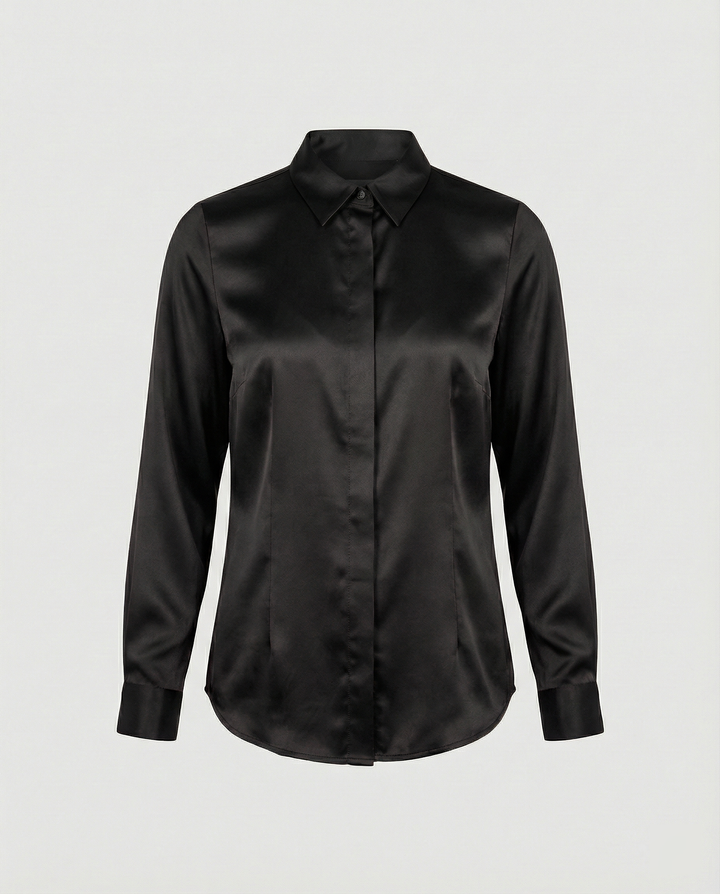 Damen Satin-Bluse mit klassischem Kragen Echoarchiv