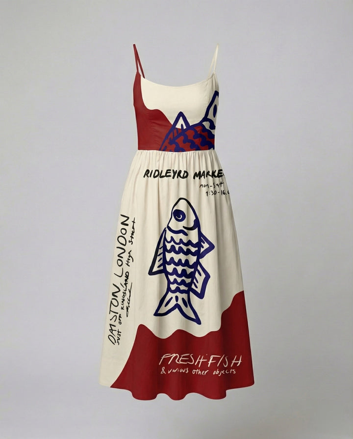 Echoarchiv | Einfarbiges Kleid mit U-Ausschnitt und Strapsen