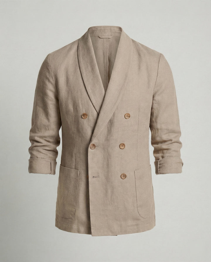 Herren Leichte Leinenjacke mit doppelter Knopfleiste
