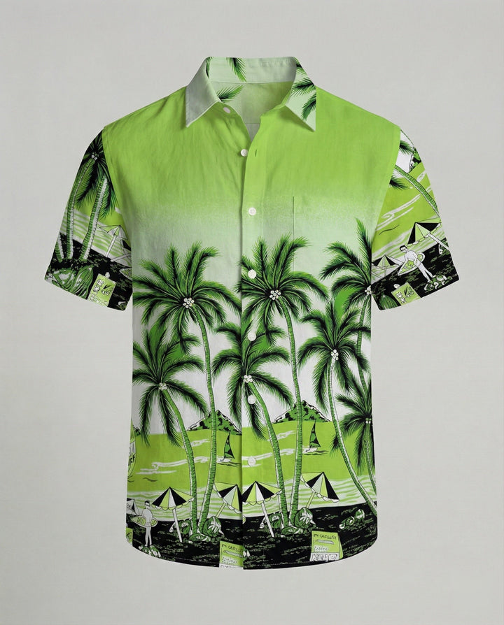 Kurzarm Hawaiihemd Herren Palmenprint – Arvello