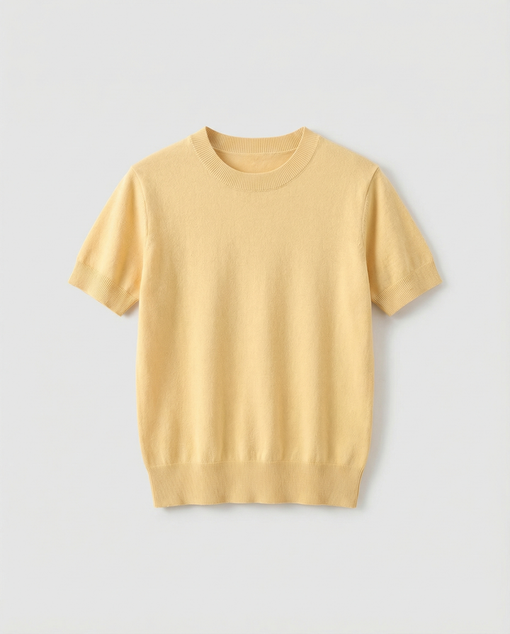 Damen Feinstrickpullover mit Kurzarmiger Silhouette und Weich Fließendem Material Echoarchiv