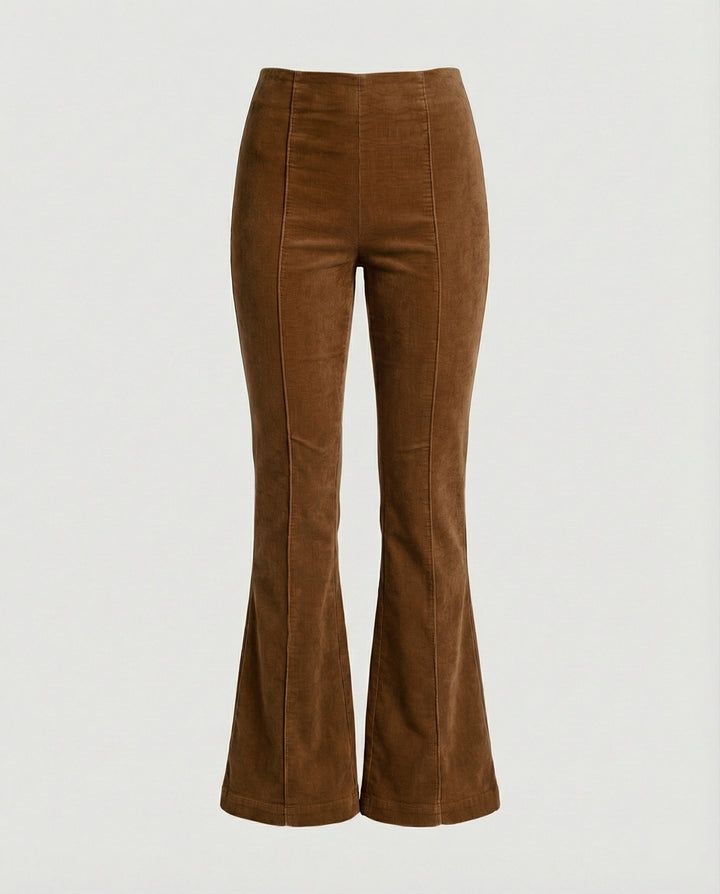 Damen Flared Cord-Hose mit hohem Bund und weichem Material Echoarchiv