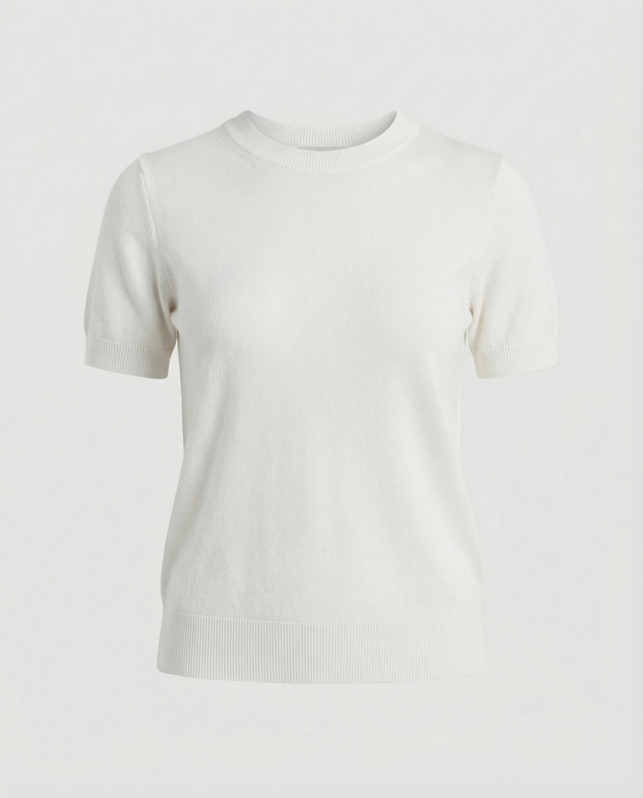 Damen Feinstrickpullover mit Kurzarmiger Silhouette und Weich Fließendem Material Echoarchiv