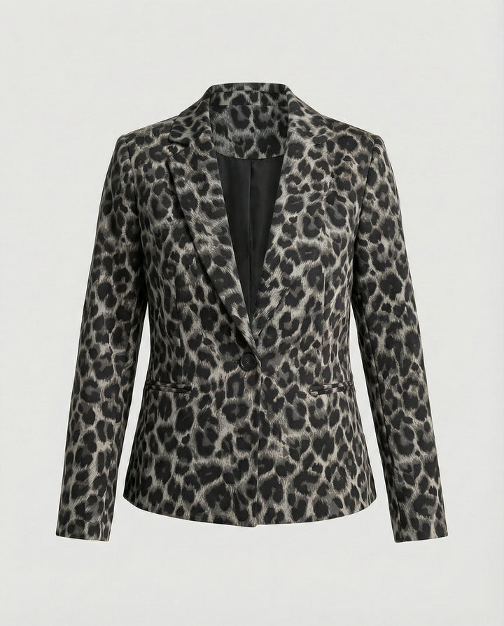 Damen Modischer Blazer im Leo-Design mit schlankem Schnitt Echoarchiv