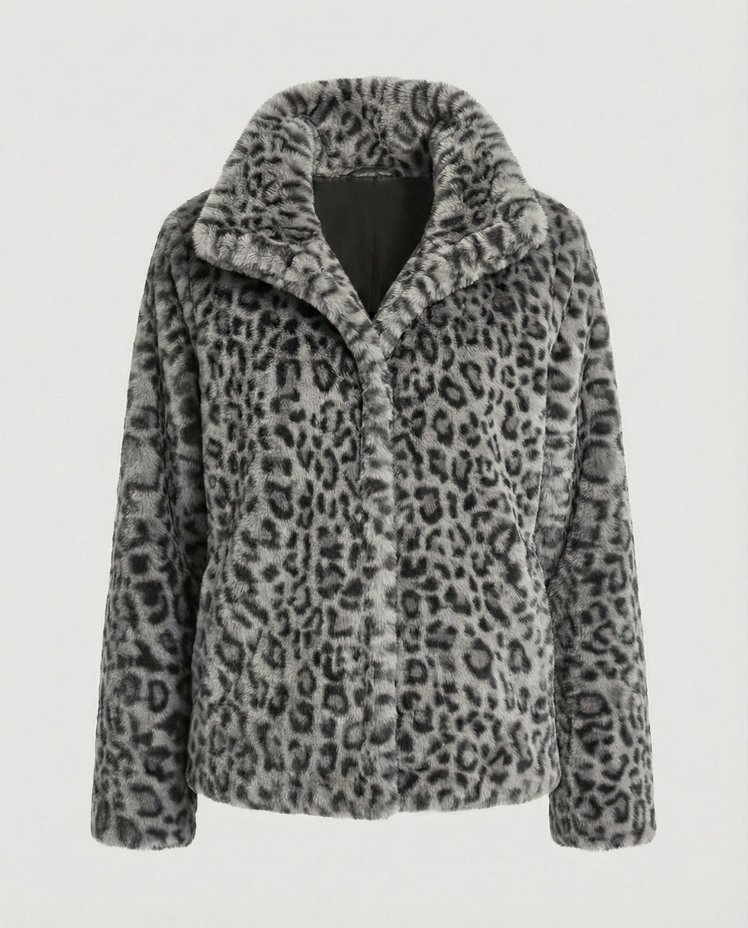 Echoarchiv | Mantel - Kunstpelz - Oversized Fit - Reverskragen - Leopardenprint