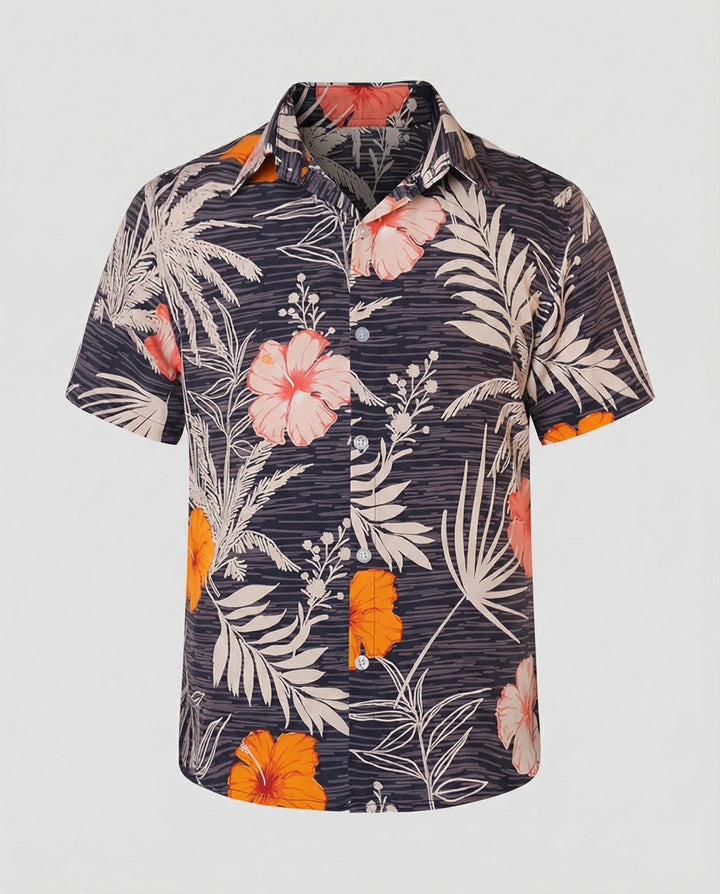 Kurzarm Hawaiihemd Herren Palmenprint – Arvello