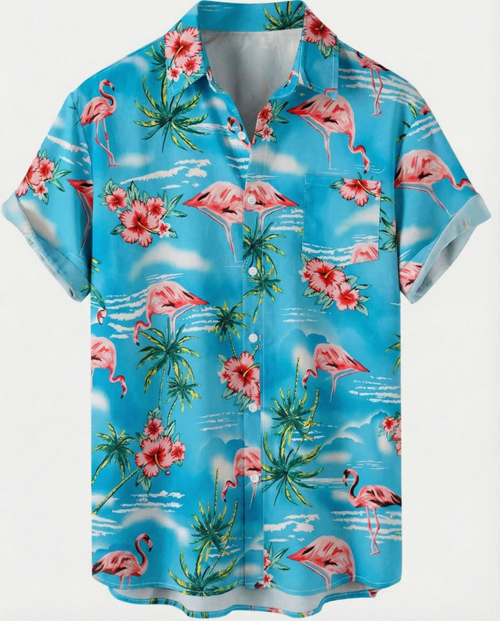 Kurzarm Hawaiihemd Herren Palmenprint – Arvello