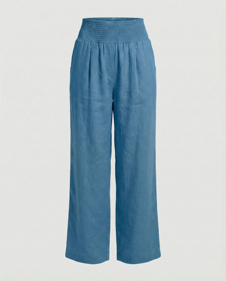 Damen Luftige Leinenhose mit elastischem Bund und Weitschnitt Echoarchiv