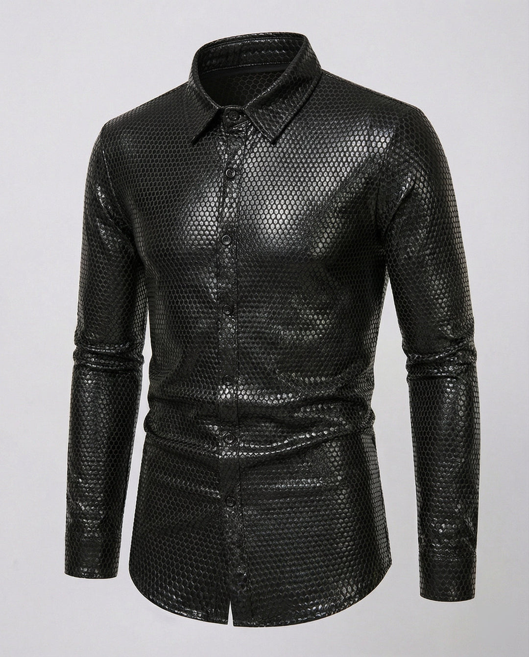 Herren Hemd mit glanzvollem Wabenmuster – Arvello