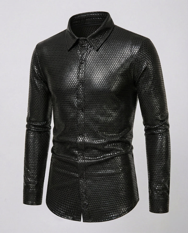 Herren Hemd mit glanzvollem Wabenmuster – Arvello