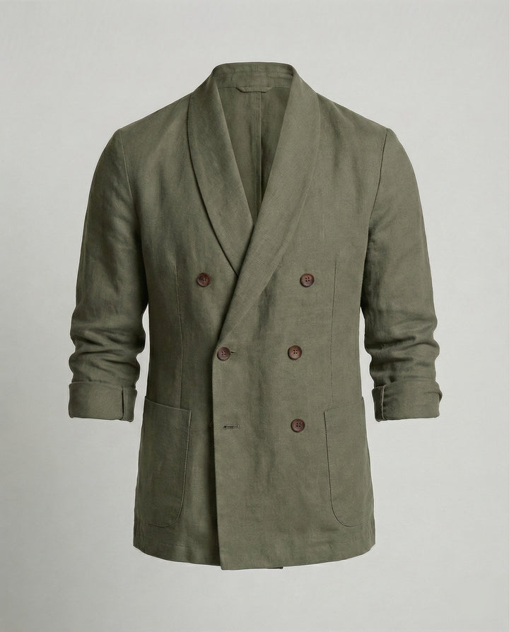 Herren Leichte Leinenjacke mit doppelter Knopfleiste