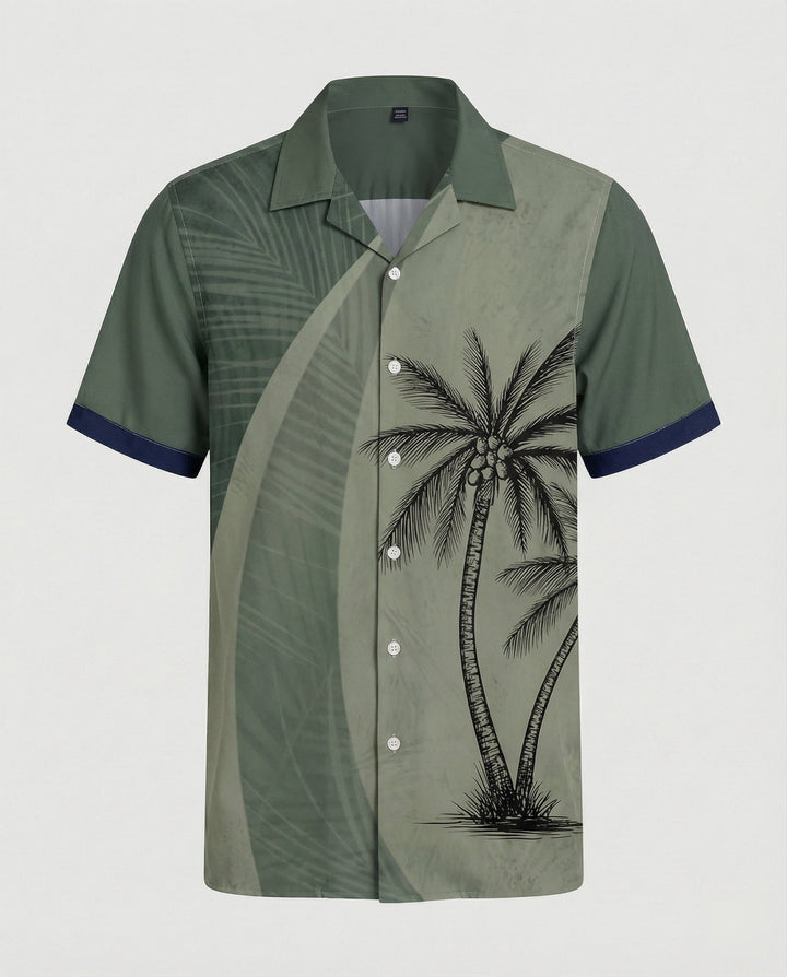 Kurzarm Hawaiihemd Herren Palmenprint – Arvello