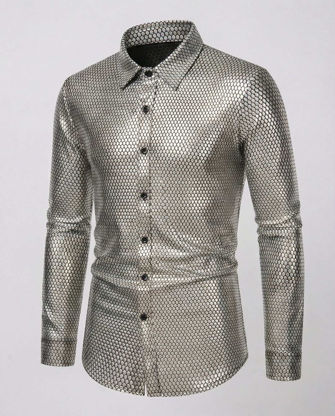 Herren Hemd mit glanzvollem Wabenmuster – Arvello